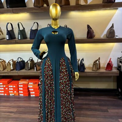 Tayo Keyhole Maxi Dress – Teal & Floral Print