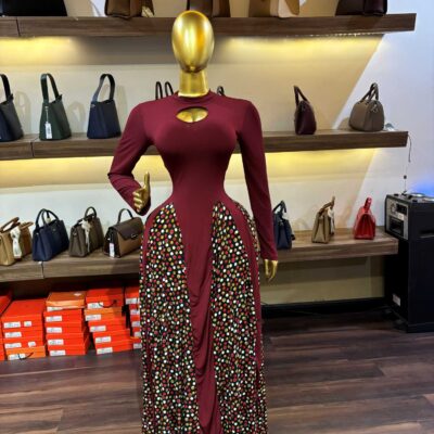 Tayo Keyhole Maxi Dress – Wine & Floral Print