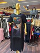 Fika African Art Print Dress Black
