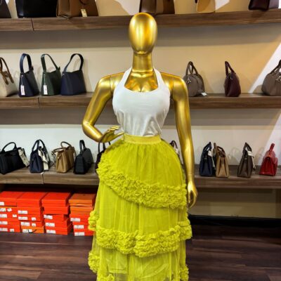 DFY Tiered Ruffle Tulle Midi Skirt – Lemon