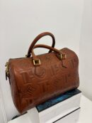TM Monogram Leather Boston Bag – Deep Brown